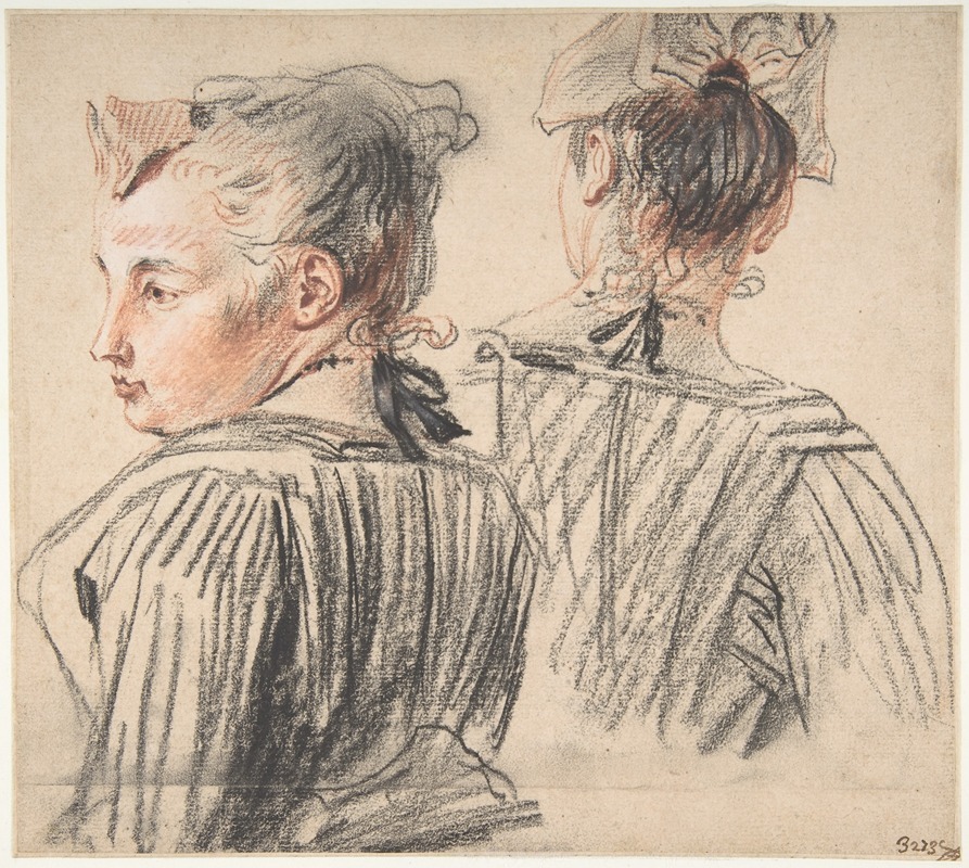 Jean-Antoine Watteau - Studies of a Woman Wearing a Cap