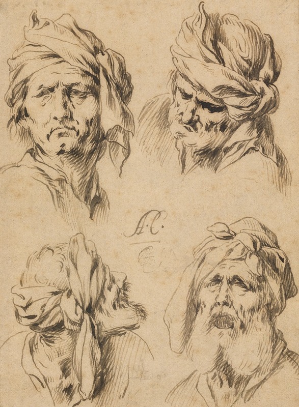 Antonio del Castillo Y Saavedra - Studies of Four Male Heads