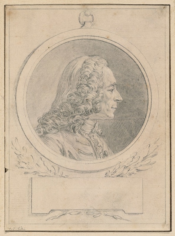Augustin de Saint-Aubin - Portrait of Voltaire, after His Bust by Jean-Baptiste Lemoyne II