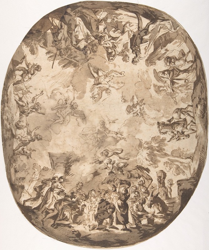 Bartolommeo Tarsia - Design for an Oval Ceiling with Four New Testament Scenes