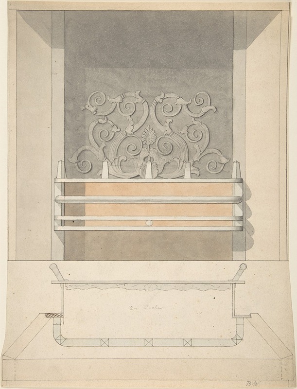 Benjamin Dean Wyatt - Design for Cast-iron Grate with Green Metal Surround