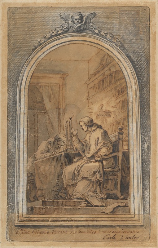 Charles-André van Loo - St. Gregory Dictating His Homilies to a Secretary
