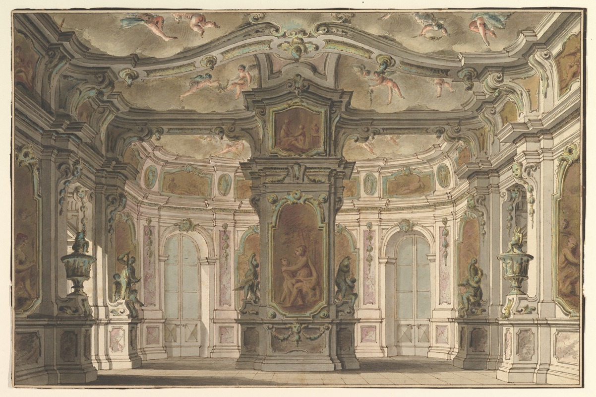 Carlo Zucchi the Younger - Design for an Opera Set, a Congress of Cupids