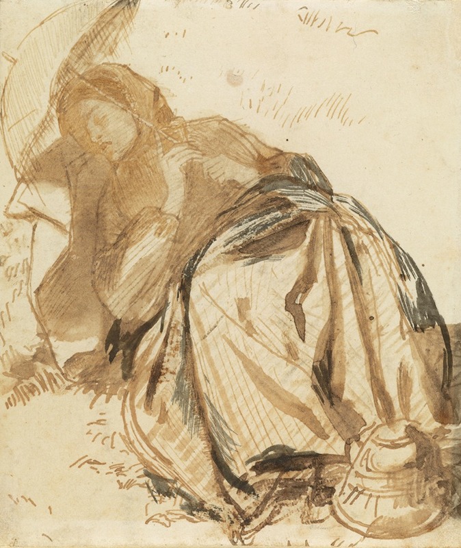 Dante Gabriel Rossetti - Portrait of Elizabeth Siddal Resting, Holding a Parasol