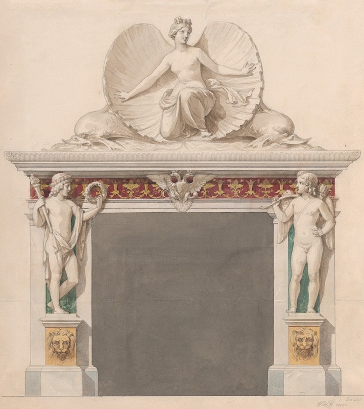 Emil Wolff - Design for a Chimney piece decorated with figures of Venus and Cupid