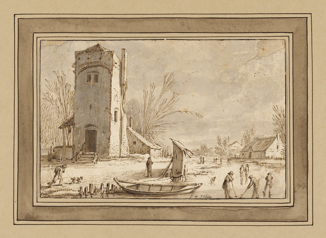 Esaias van de Velde - Winter Landscape with Tower