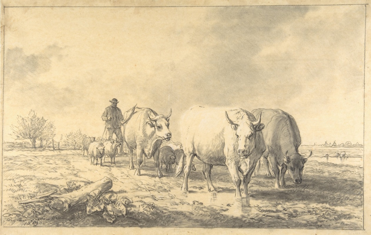 Eugène Joseph Verboeckhoven - Cows in a Landscape