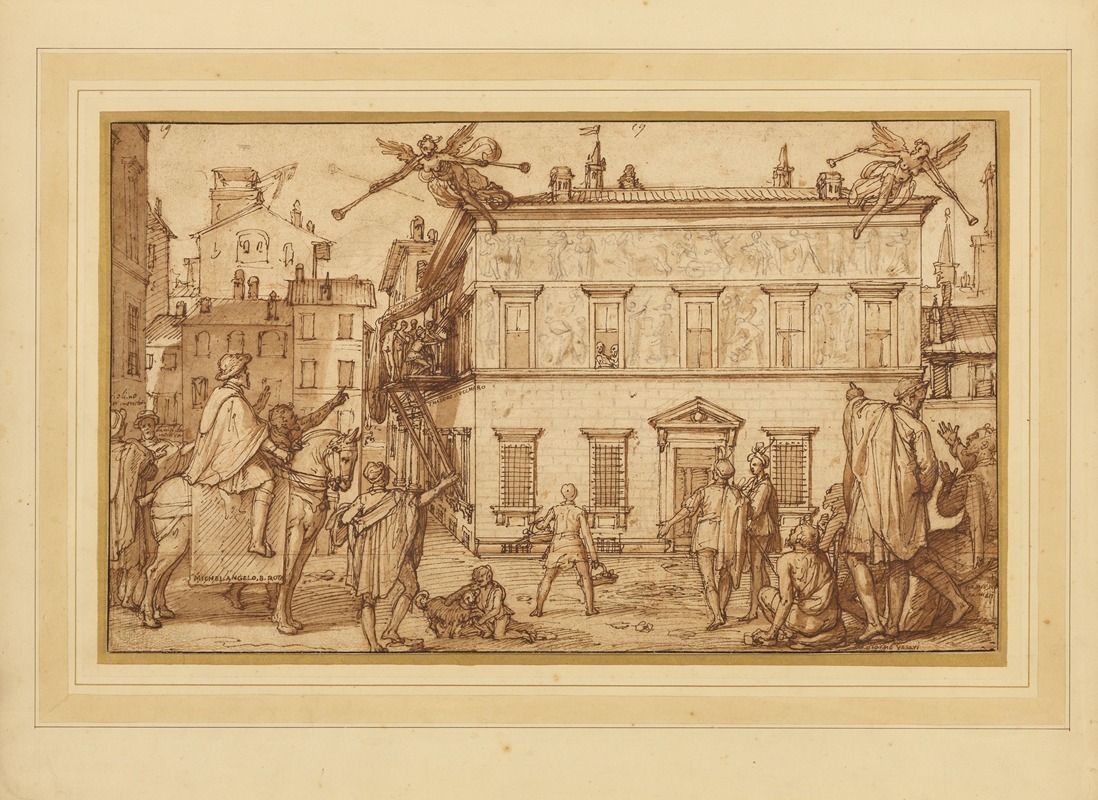 Federico Zuccaro - Taddeo Decorating the Façade of the Palazzo Mattei
