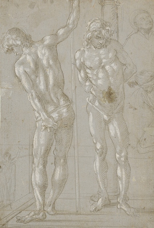 Filippino Lippi - Studies of Christ at the Column, a Nude from Behind, and Various Figures