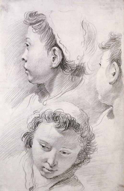Francesco Salvator Fontebasso - Three Studies of the Head of a Youth
