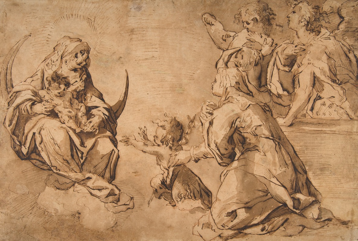 Francesco Stringa - Madonna and Child with Saint John, Saint Anne, and Two Angels in Adoration