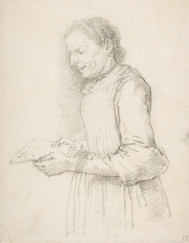 Francesco Zuccarelli - Woman in Half-Length, Profile View Facing Left and Reading a Piece of Paper Signed ‘Catarina’