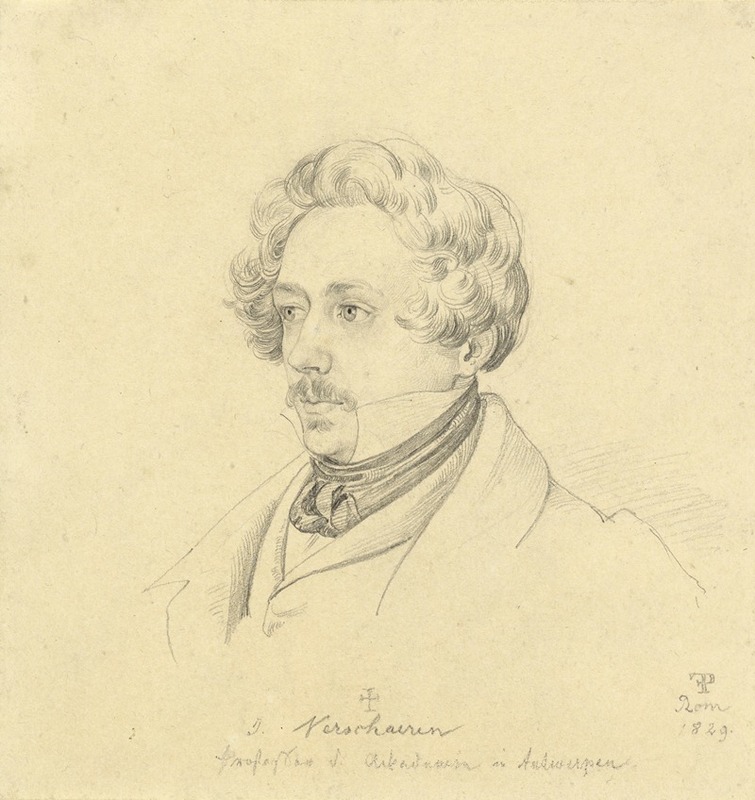 Friedrich Preller the Elder - Portrait of Painter Jan Antoon Verschaeren