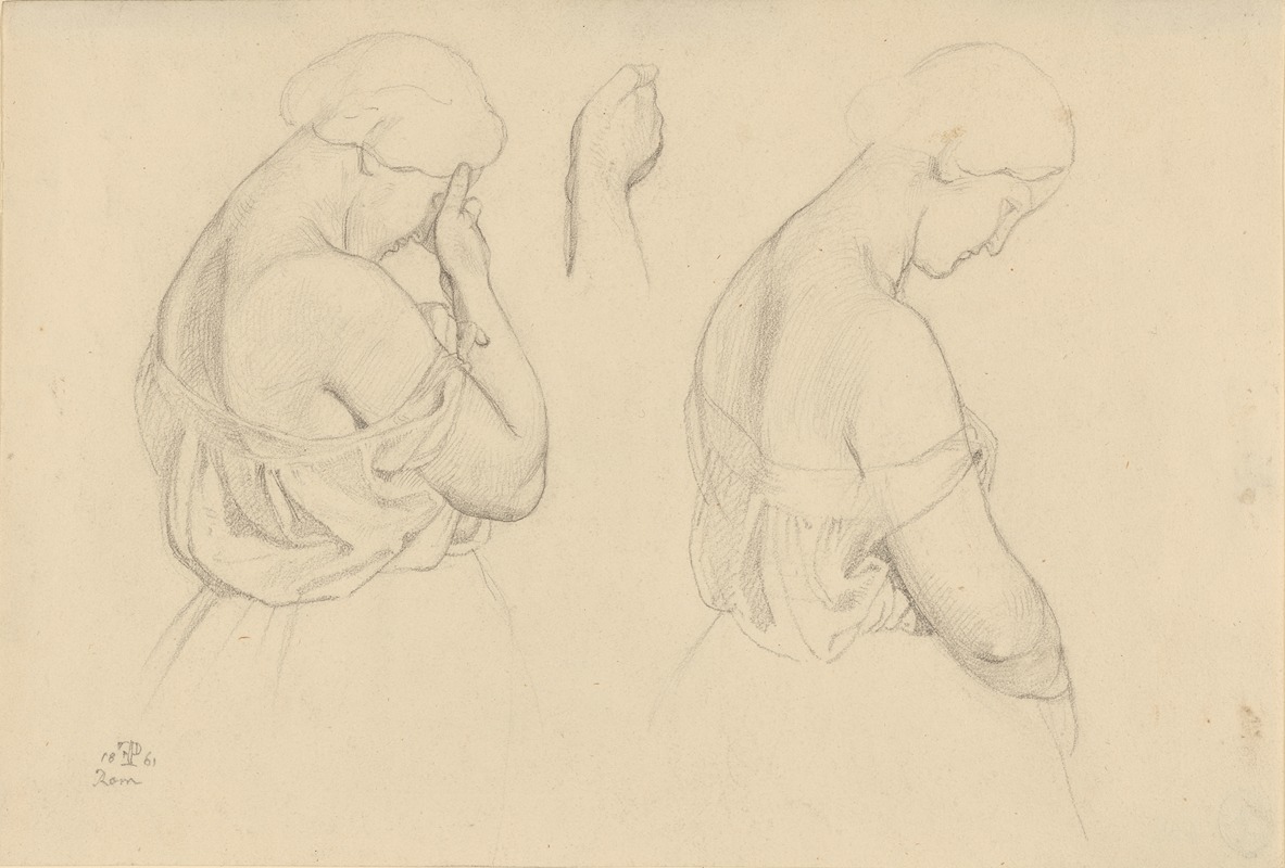 Friedrich Preller the Elder - Two Female Figures in Half-length and a Study of a Hand