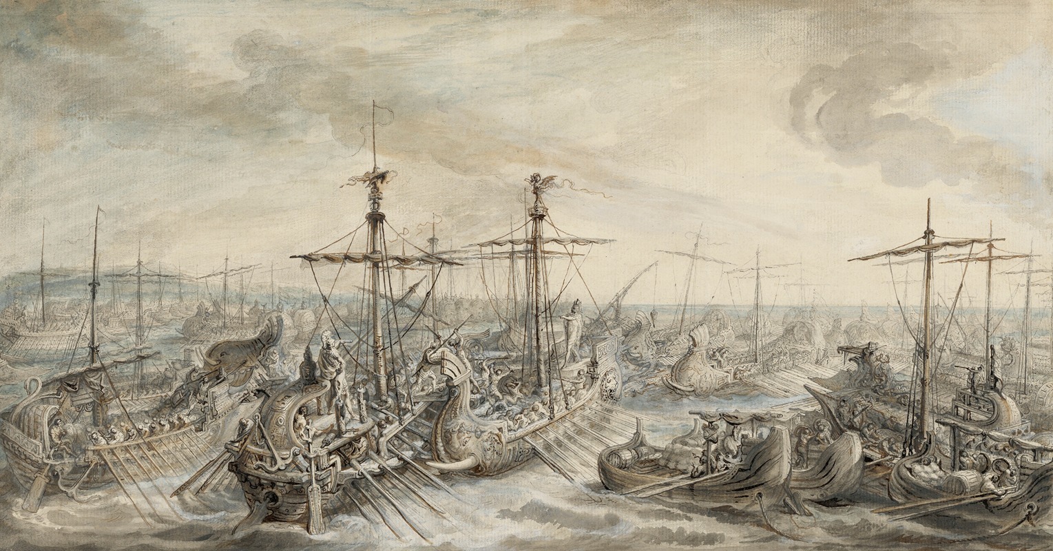 Gabriel Jacques de Saint-Aubin - The Roman Fleet Victorious over the Carthaginians at the Battle of Cape Ecnomus