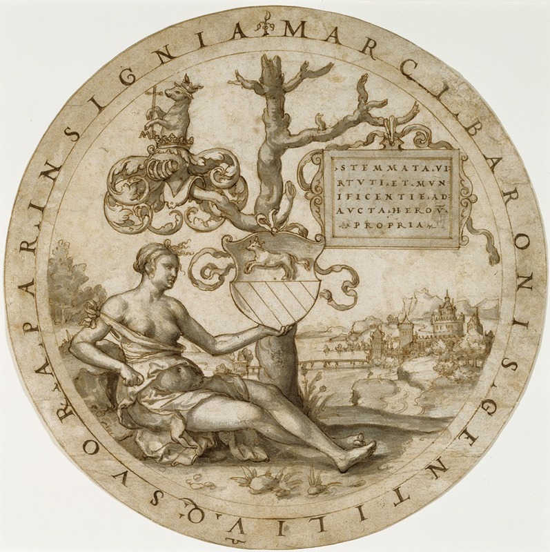 Georg Pencz - Study for a Stained Glass Window with the Coat of Arms of the Barons von Paar