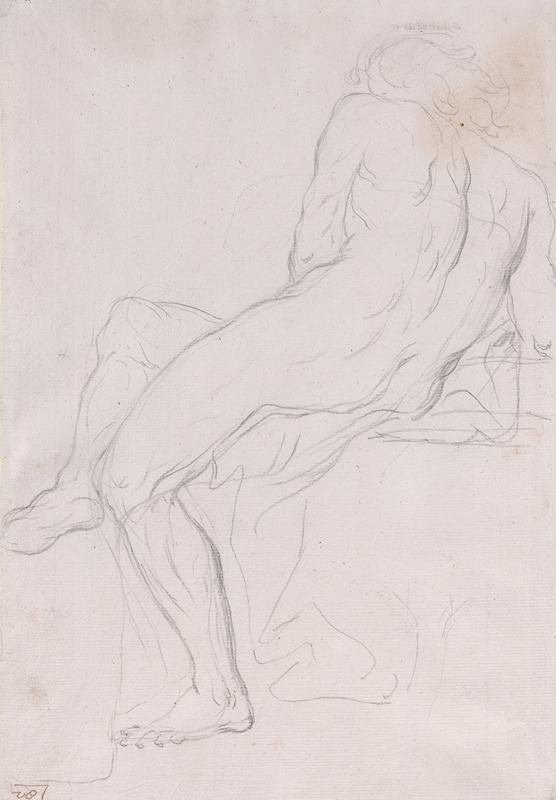 Giacomo Zoboli - Academy Sketch of a Seated Male Figure.
