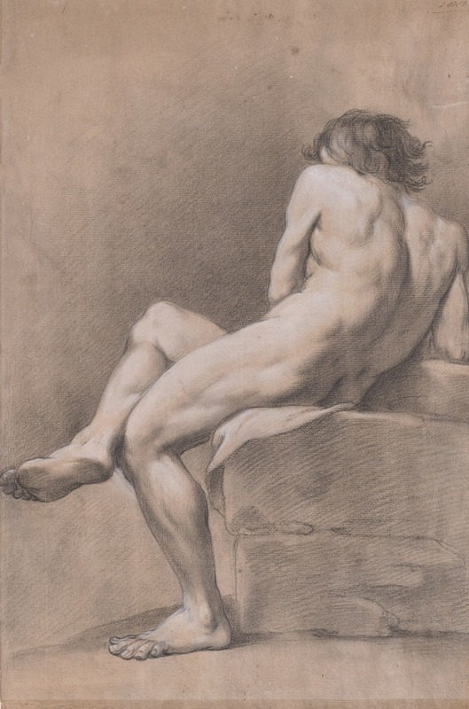 Giacomo Zoboli - Finished Academy Study of a Seated Male Figure