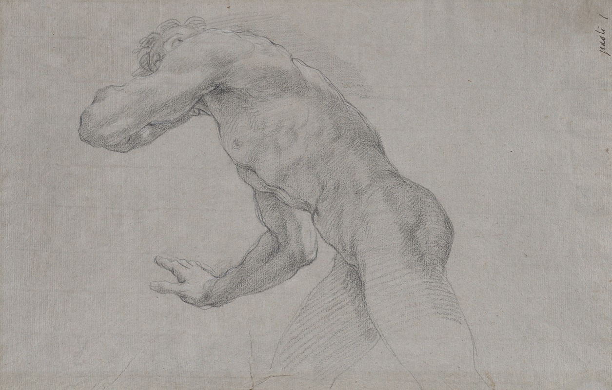 Giacomo Zoboli - Study of a Nude Man in an Action Pose Seen from the Side