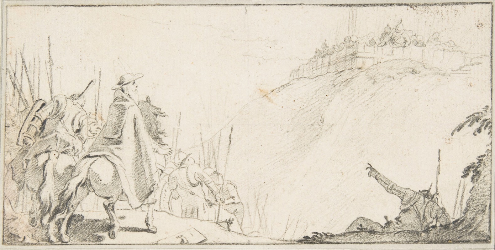 Giovanni Battista Tiepolo - Cardinal with Troops Facing a Fortification on a Hilltop