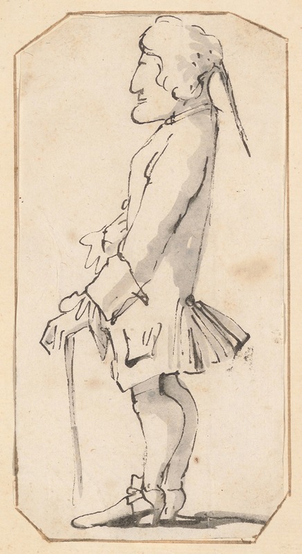 Giovanni Battista Tiepolo - Caricature of a Man Carrying a Stick, Standing in Profile to the Left
