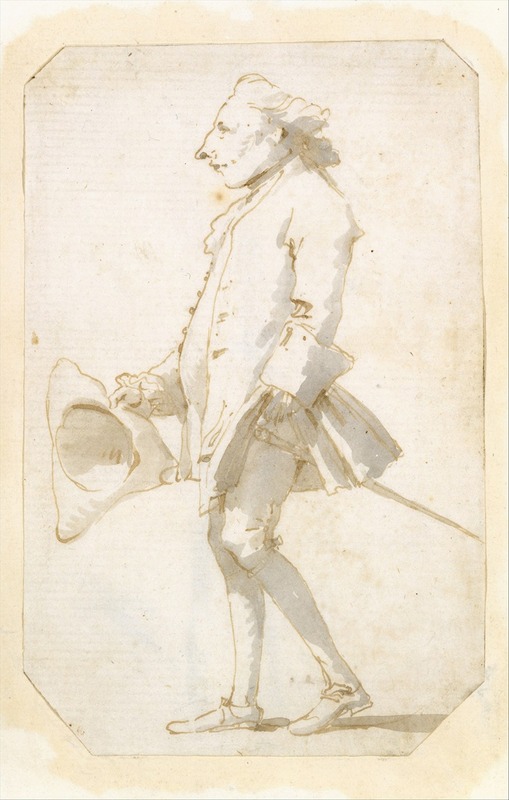 Giovanni Battista Tiepolo - Caricature of a Man Holding a Tricorne, Walking to the Left