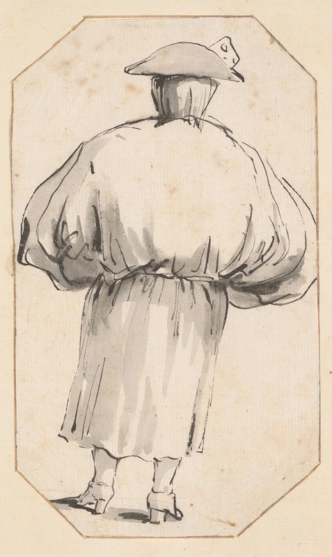 Giovanni Battista Tiepolo - Caricature of a Person in a Voluminous Gown, Seen from Behind
