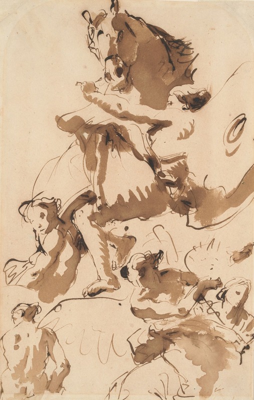 Giovanni Battista Tiepolo - One of the Hours Holding the Bridle of a Horse of the Sun, and Other Figures