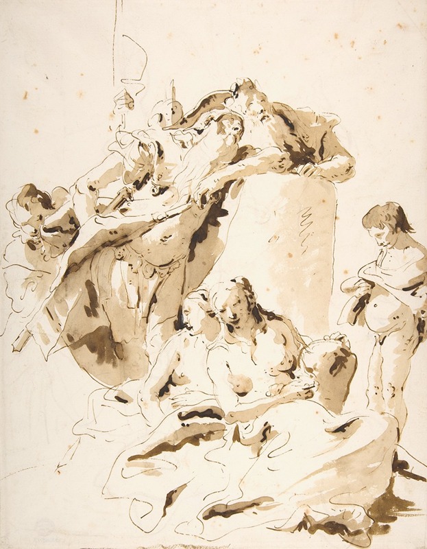 Giovanni Battista Tiepolo - Scherzo di Fantasia; Standing Warrior and King with Five Attendants