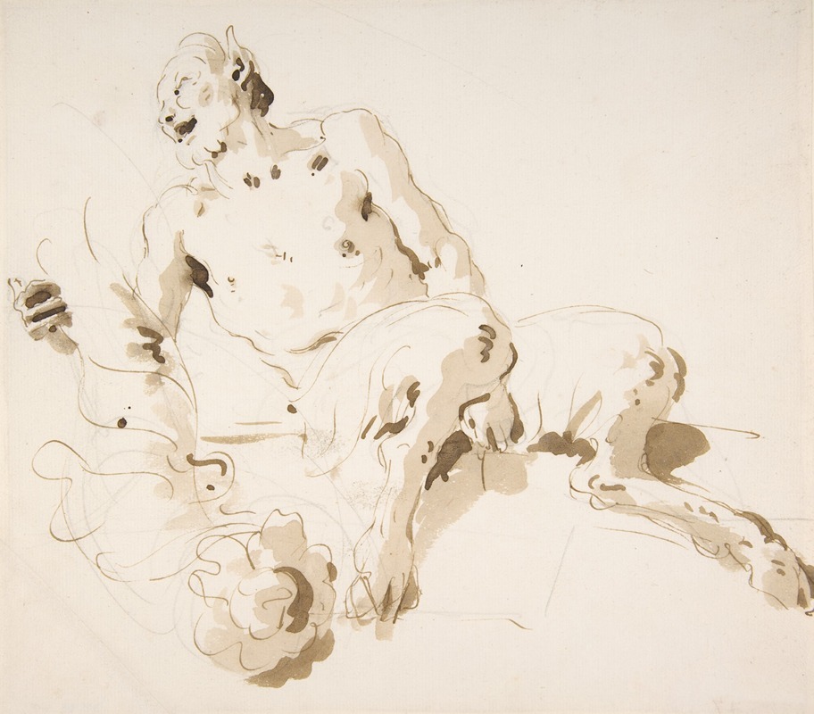 Giovanni Battista Tiepolo - Seated Satyr Holding a Garland