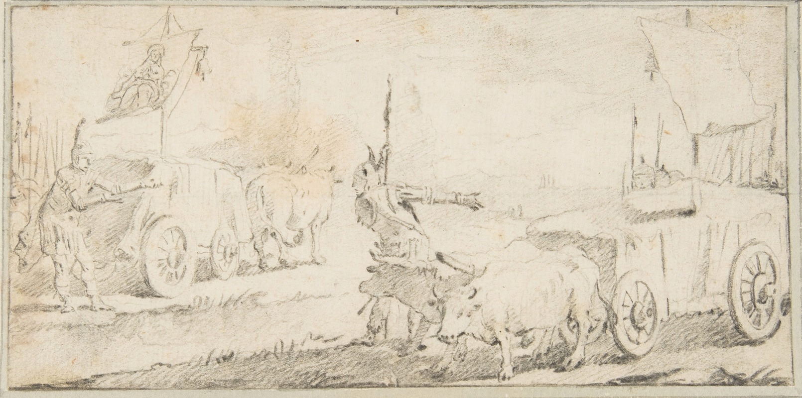 Giovanni Battista Tiepolo - Soldiers Driving Ox Carts with Banners