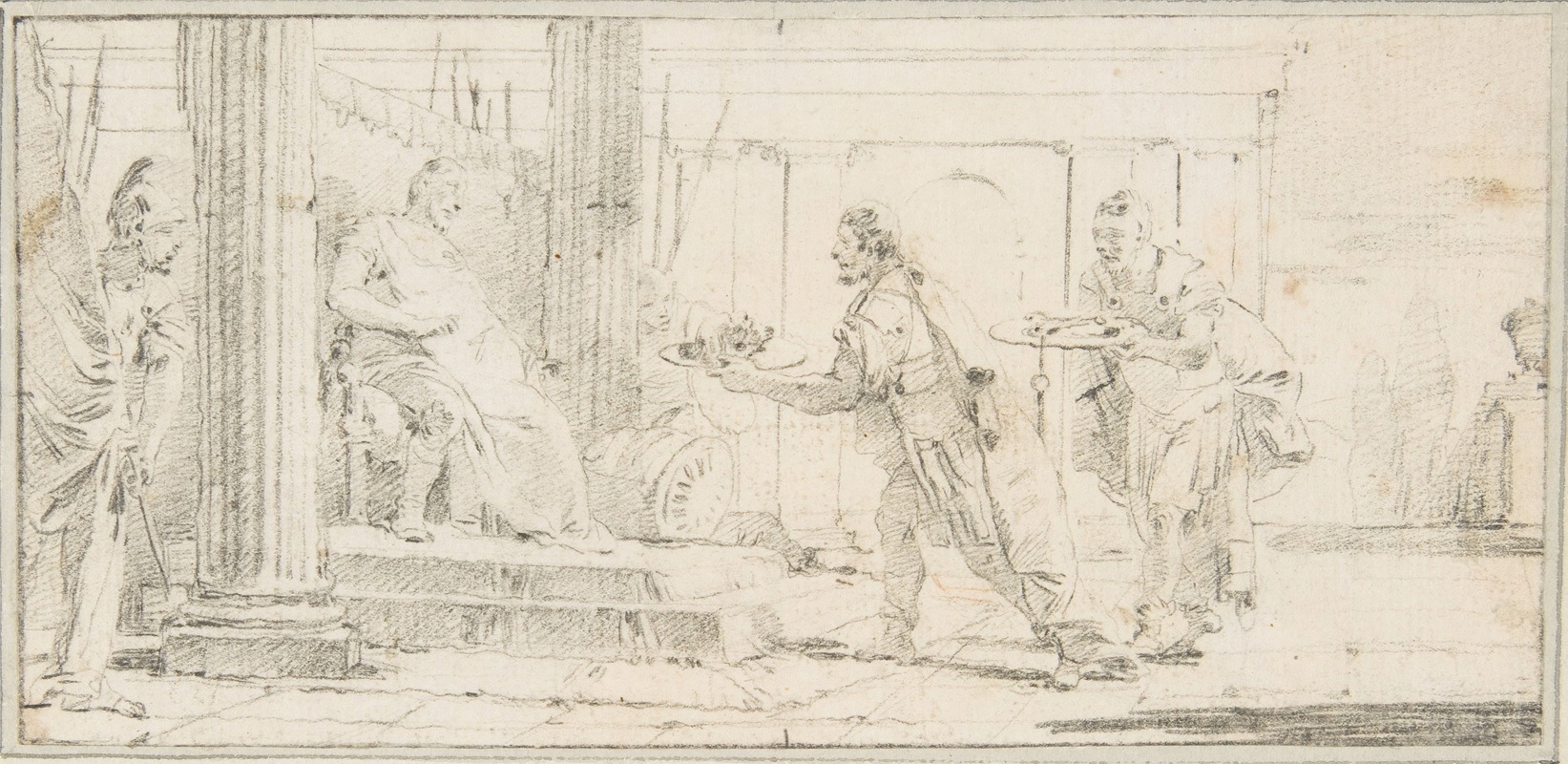 Giovanni Battista Tiepolo - Soldiers Offering the Decapitated Head of a Man and Keys to a General