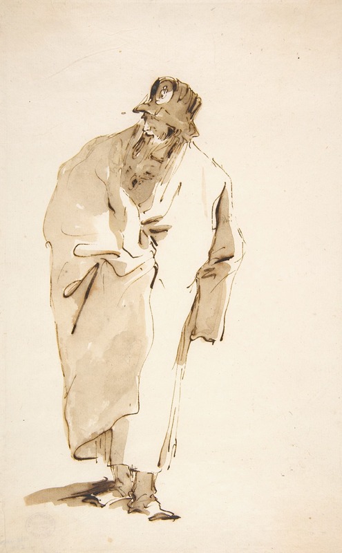 Giovanni Battista Tiepolo - Standing Man in a Full Coat and High Hat with a Medaillon