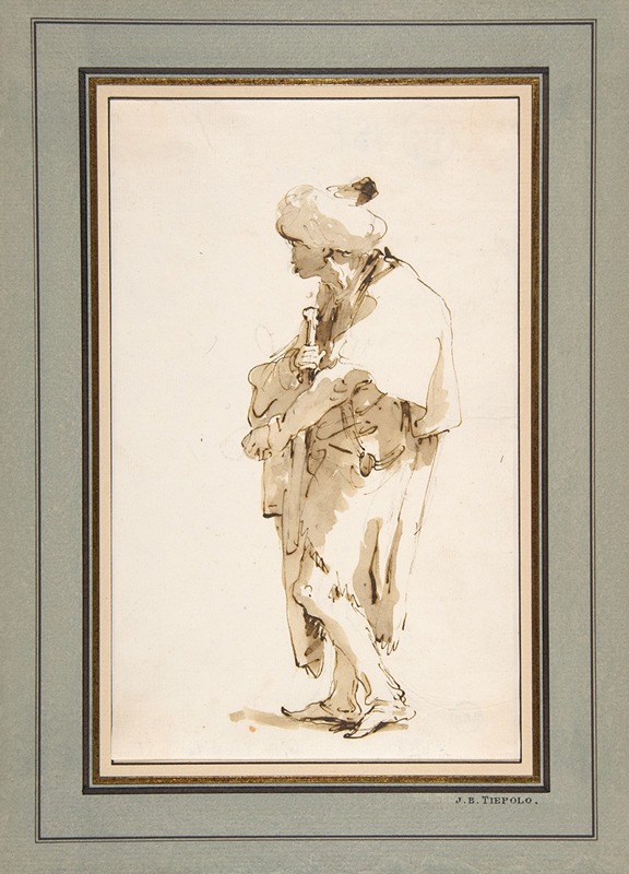 Giovanni Battista Tiepolo - Standing Man in a Turban, Holding a Sword