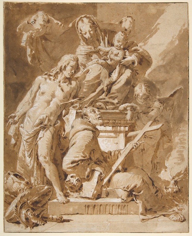 Giovanni Battista Tiepolo - The Virgin and Child Enthroned with Saint Sebastian and a Franciscan Saint