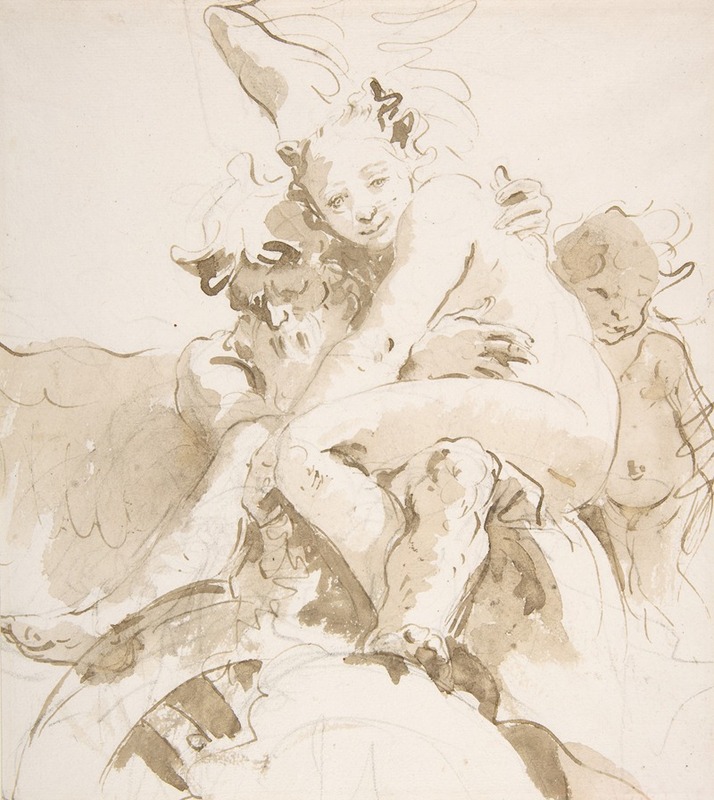 Giovanni Battista Tiepolo - Time Holding a Nude Woman, a Putto at Right