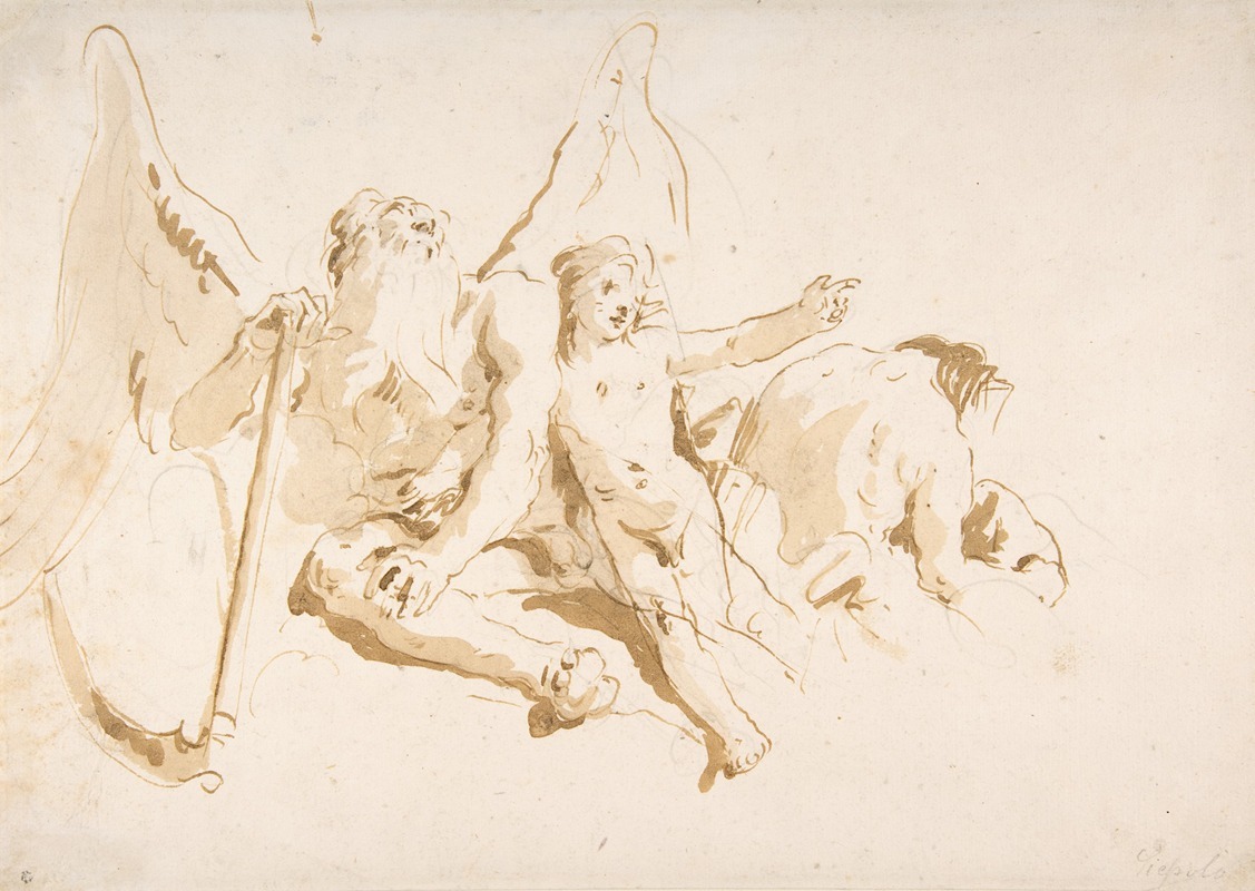 Giovanni Battista Tiepolo - Time Seated, with Two Attendant Figures