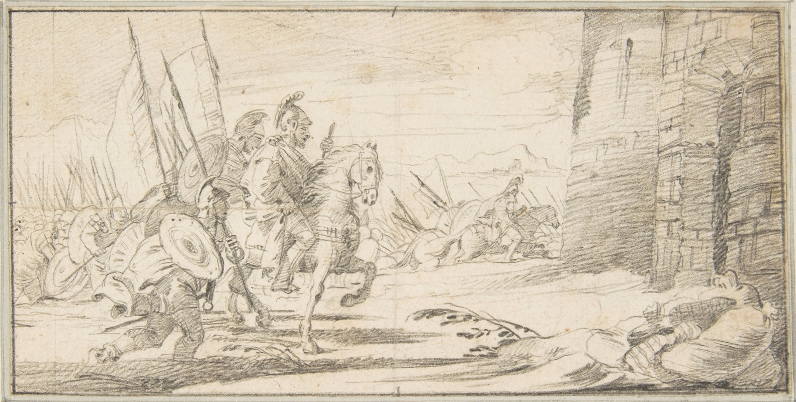 Giovanni Battista Tiepolo - Troops Advancing toward a City Gate