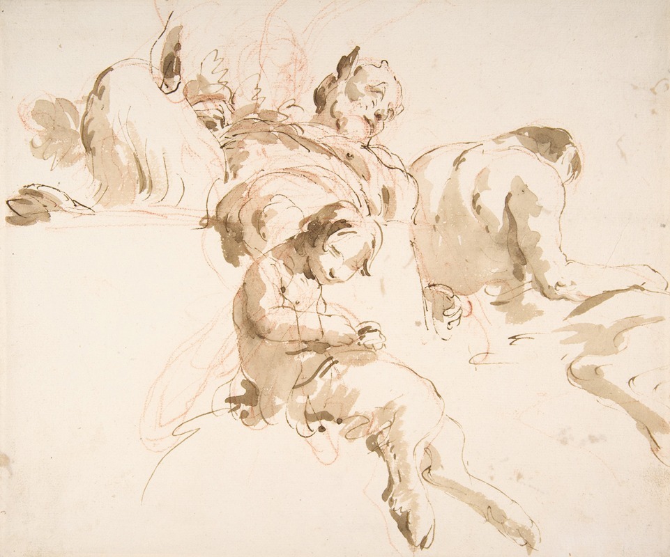 Giovanni Battista Tiepolo - Two Seated Satyrs and a Child Satyr