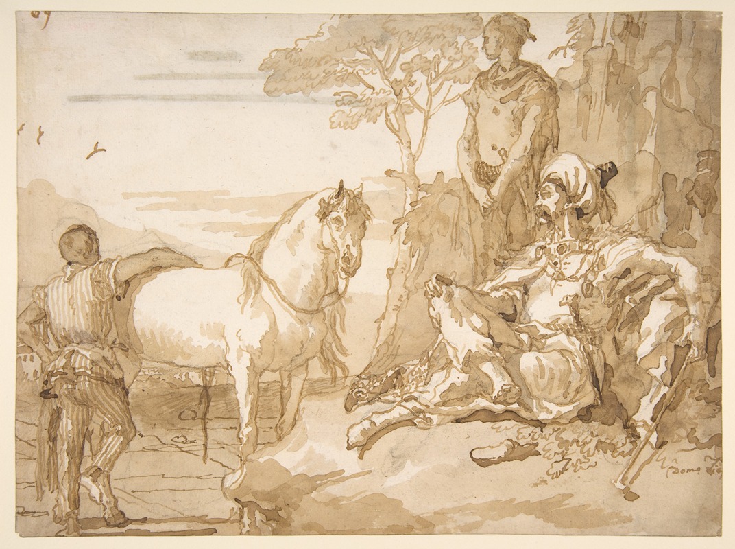 Giovanni Domenico Tiepolo - An Oriental Chieftain Resting