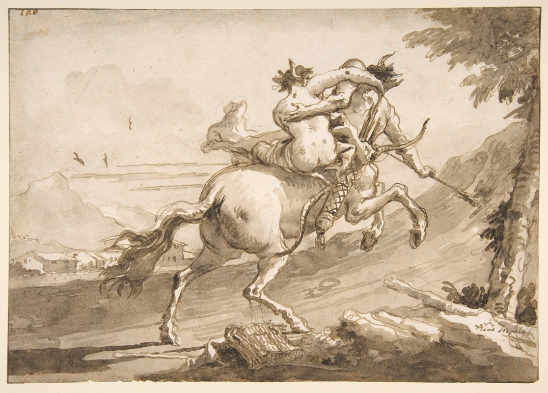 Giovanni Domenico Tiepolo - Back View of a Centaur Abducting a Satyress