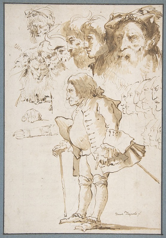 Giovanni Domenico Tiepolo - Caricature of a Gentleman and Other Studies