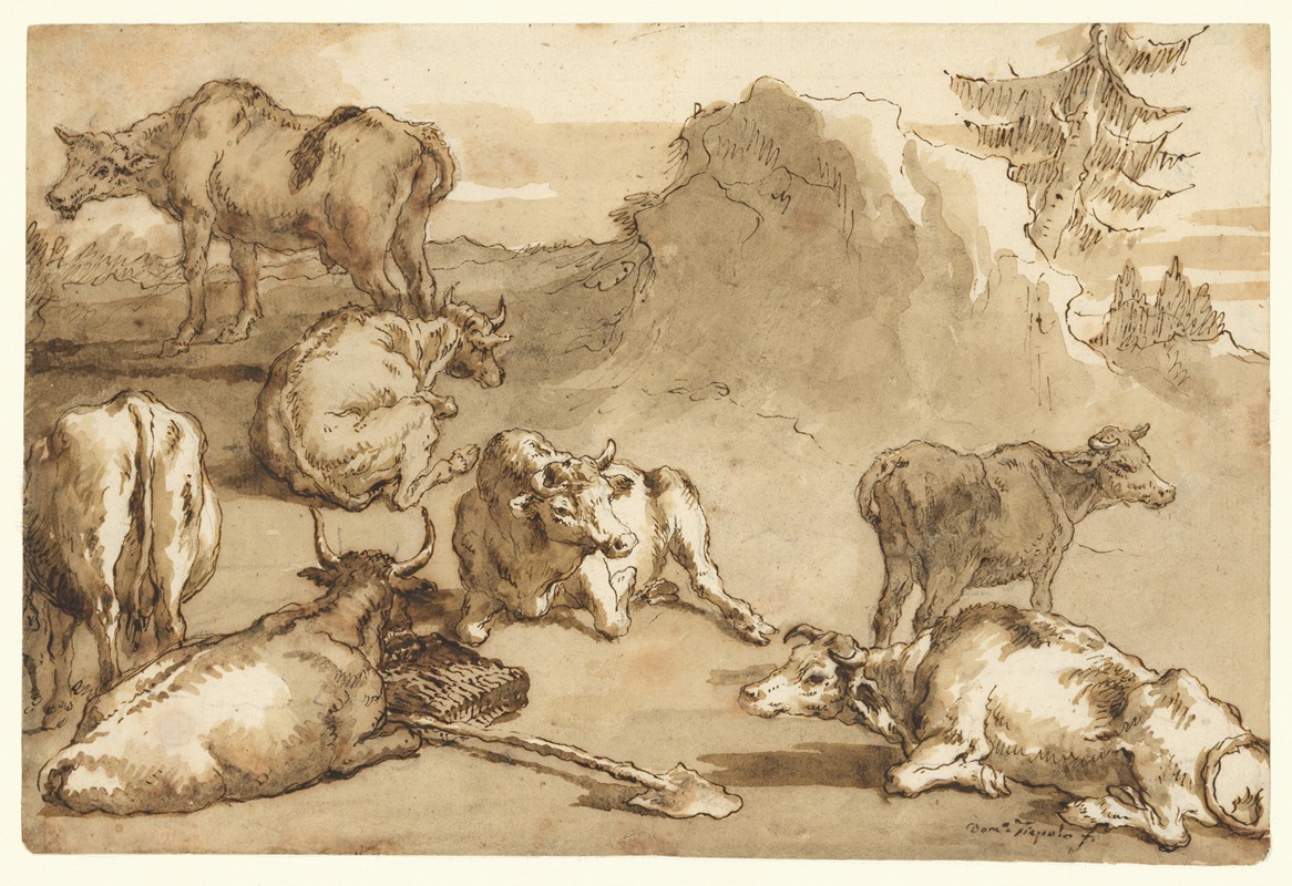 Giovanni Domenico Tiepolo - Cattle in a Landscape