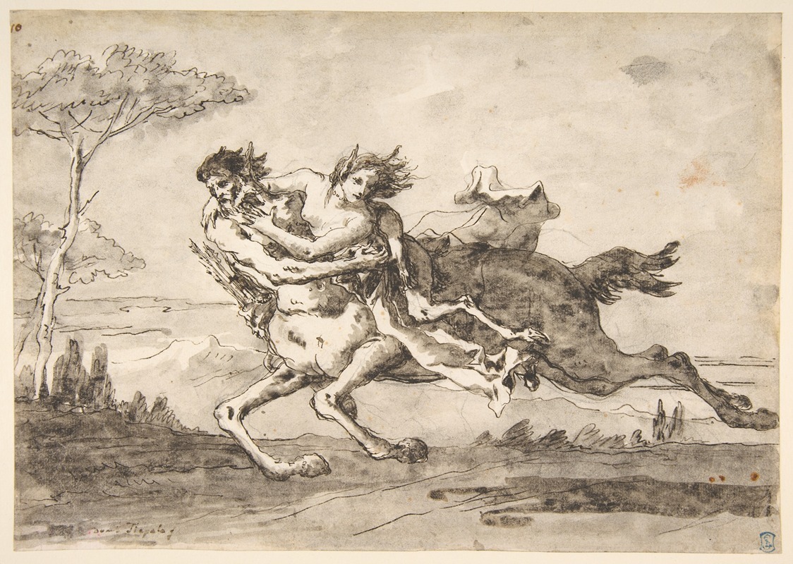 Giovanni Domenico Tiepolo - Centaur Abducting a Satyress