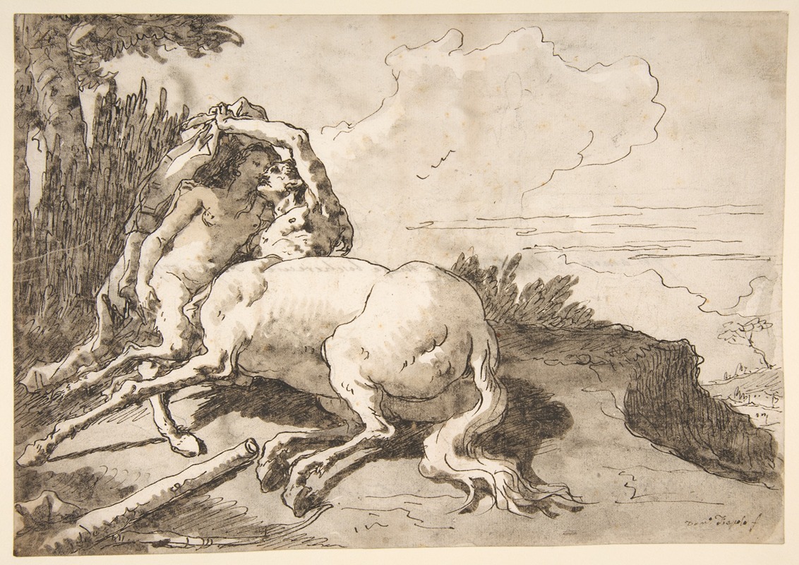 Giovanni Domenico Tiepolo - Centaur Embracing a Satyress