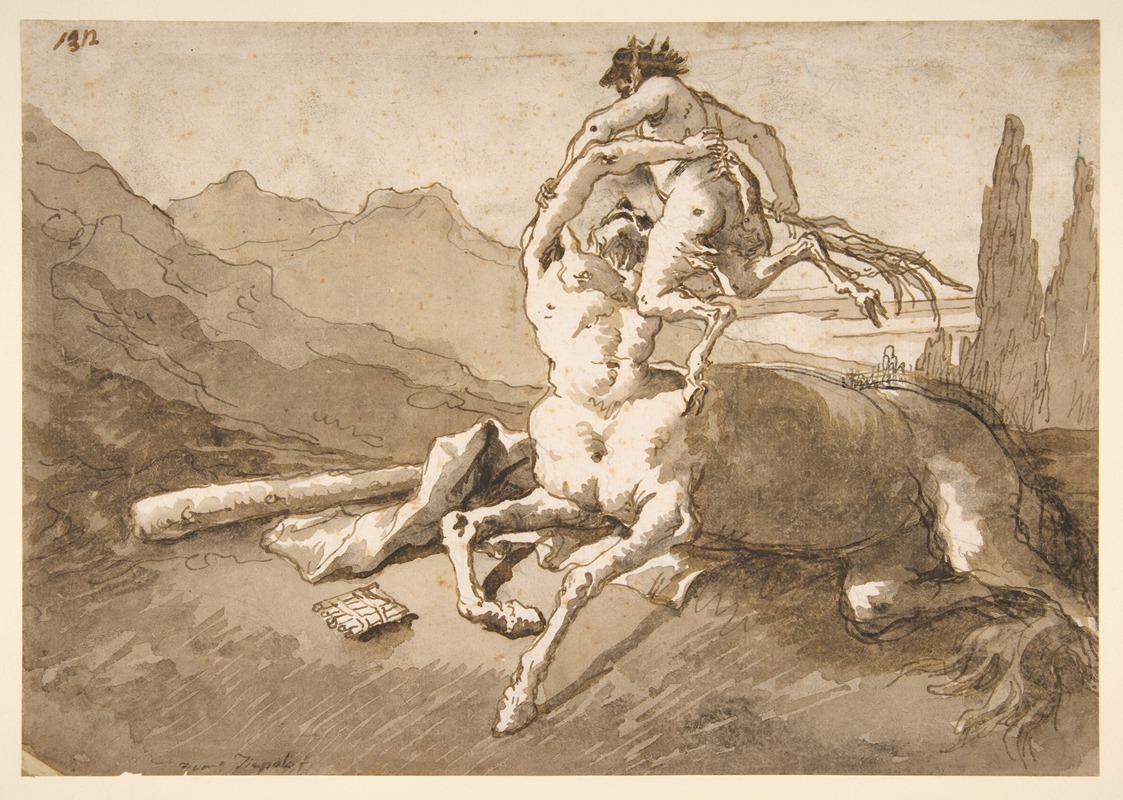 Giovanni Domenico Tiepolo - Centaur Holding Up a Youthful Satyr