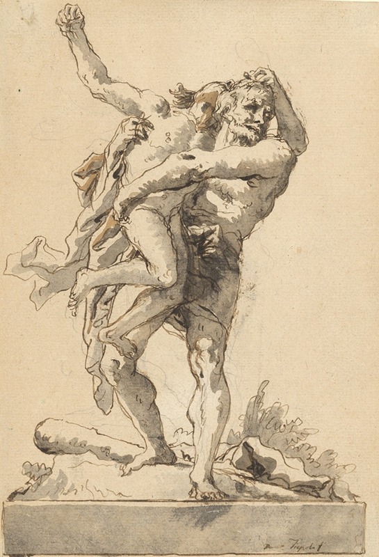 Giovanni Domenico Tiepolo - Hercules and Antaeus (with a Base Below)