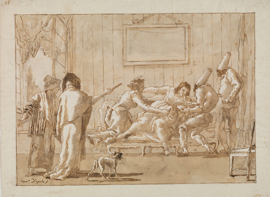 Giovanni Domenico Tiepolo - Punchinello’s Mother Sick in Pregnancy