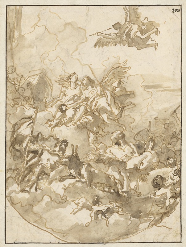 Giovanni Domenico Tiepolo - Sketch for a Ceiling with an Allegory of Fortitude and Wisdom