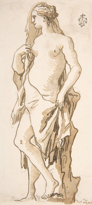 Giovanni Domenico Tiepolo - Study of a Garden Sculpture; Iole